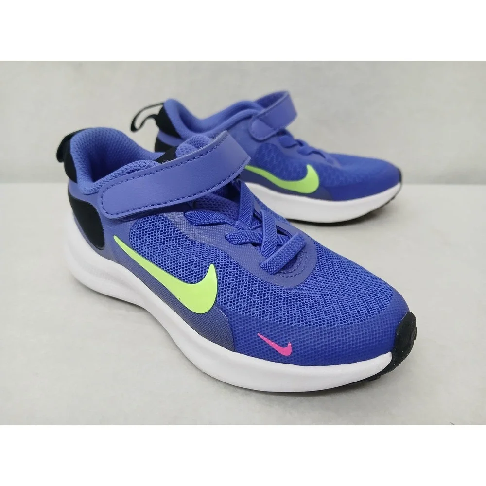 Nike Toddler Revolution 7 Running Shoes FB7690-500 Blue‎ Yellow Black Pink Sz 8